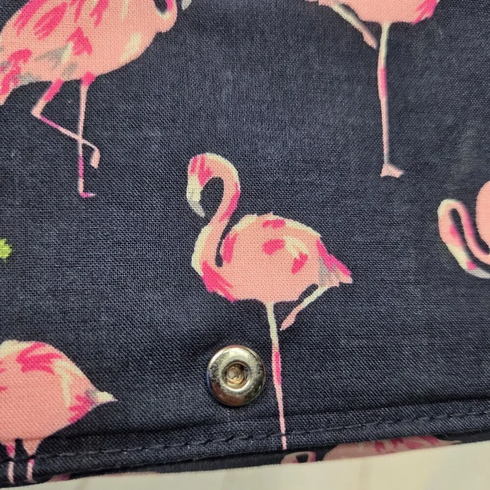 Vera Bradley Pink Flamingo Quilted Wallet Navy Blue RFID Multi Compartment GUC